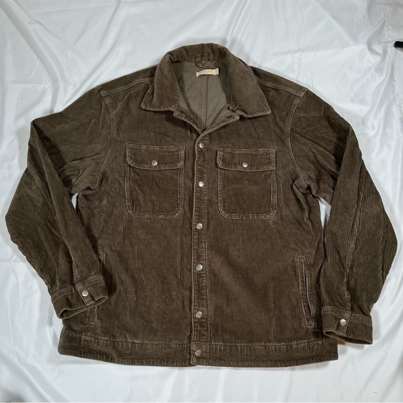 AllSaints Castleford Brown Corduroy Mens Shacket Size Large